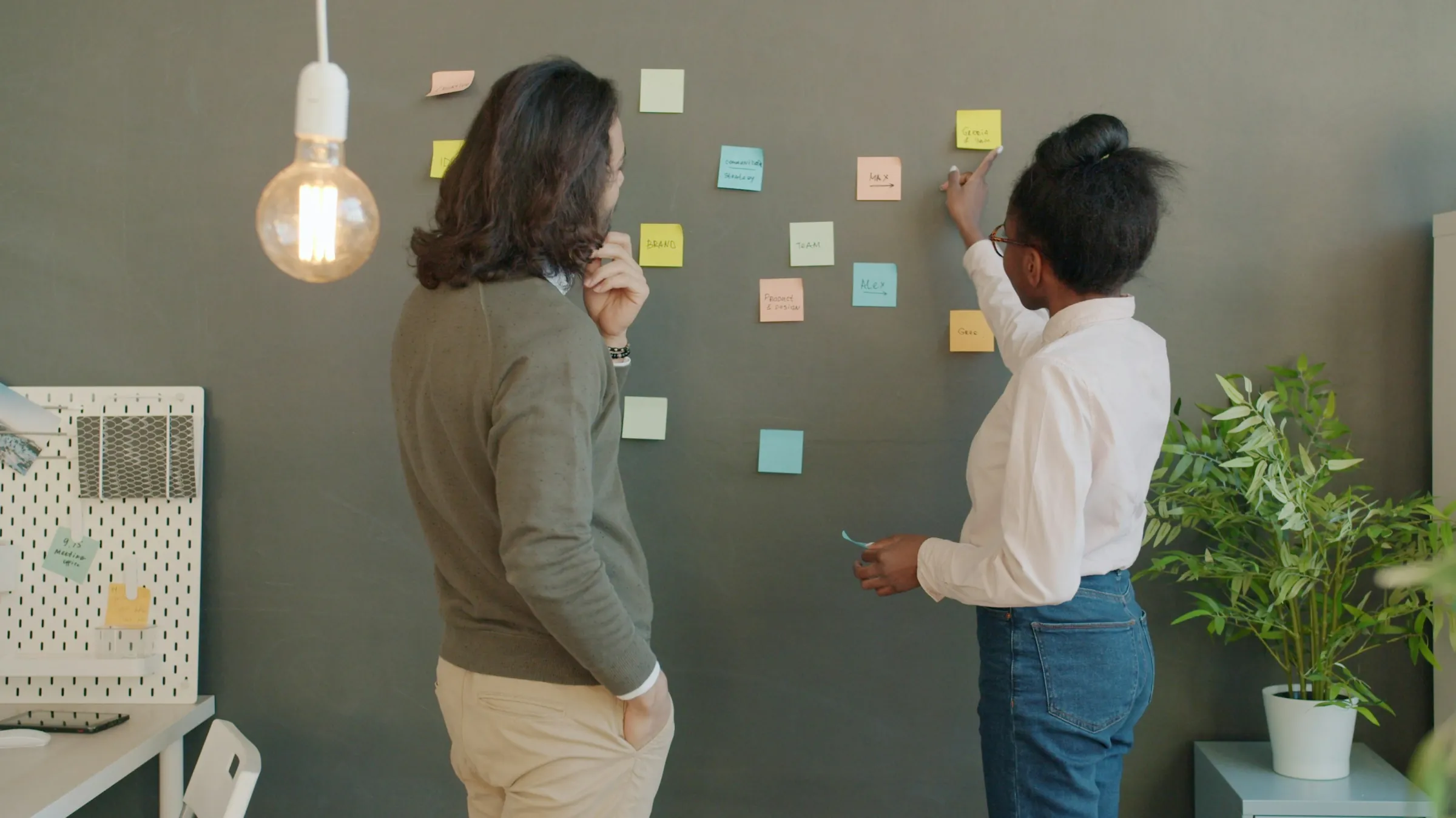 Colleagues collaborating in a modern office